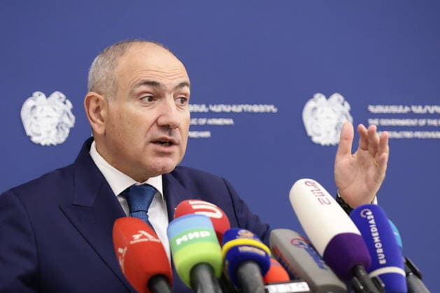 ARMENIA, YEREVAN - OCTOBER 1, 2026: Armenia s Prime Minister Nikol Pashinyan gives a press briefing. Alexander Patrin TASS 98612123