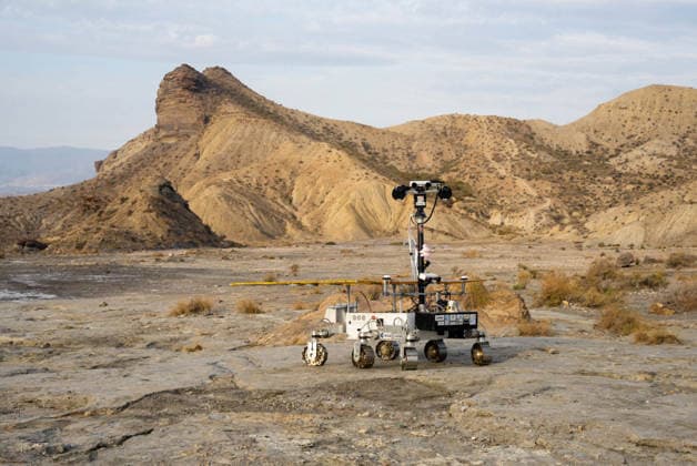 ESA Tests the Charlie Mars Rover from the ExoMars Rosalind Franklin Mission in Tabernas Images of the Charlie Mars rover in the Tabernas Desert October 1, 2026, in Tabernas, Almería, Andalusia, Spain The European Space Agency (ESA) is conducting field tests of the Charlie Mars rover in Tabernas, Almería, with the goal of testing technologies and operations that will be relevant to the ExoMars Rosalind Franklin mission, designed to explore the surface of Mars October 1, 2026 Marian Leó Almería, Andalusia Almería, Andalusia Spain Copyright: xMarianxLeonx 7812275