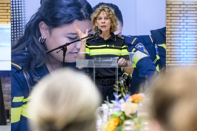 Apeldoorn, The Netherlands, 2026-10-01 14:08:17 APELDOORN, 01-10-2026, Police Academy Queen Maxima visits the Police Academy in Apeldoorn in the context of financially sound employership. With over 67,000 employees, the National Police is one of the largest employers in the Netherlands and a member of the Foundation for Financially Healthy Netherlands (SFGN). Queen Maxima is honorary chair of this foundation. PHOTO: NLBeeld Patrick van Emst In the photo: Janny Knol, Chief of Police of the Netherlands Credit: NL Beeld Patrick van Emst  Copyright: xx x