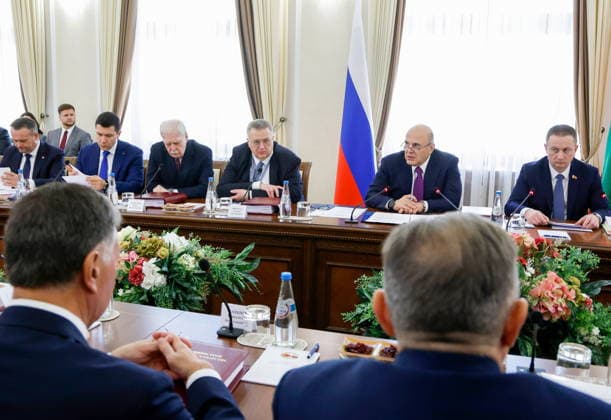 BELARUS, MINSK - OCTOBER 1, 2026: Russia s Prime Minister Mikhail Mishustin (2nd R) attends a meeting of the Council of Ministers of the Union State of Russia and Belarus at the House of the Belarusian Government Minsk Belarus - ZUMAt113 20261001_zaa_t113_157 Copyright: xDmitryxAstakhovx