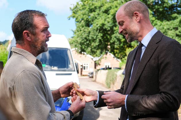 Britain s Prince William visits flood-affected communities in Skenfrith Britain s Prince William, Prince of Wales, is presented with a carved Welsh spoon by Rob Wyatt as he meets local residents to hear about the impact of flooding on their community during a visit focused on flood risk and climate resilience, in Skenfrith, Wales, Britain, October 1, 2026. REUTERS Mathieu, Credit:Mathieu Willcocks PA ROTA - B68 Avalon UNITED KINGDOM, SKENFRITH  Copyright: xMathieuxWillcocksx xPAxROTAx-xB68x xAvalonx 1139786058