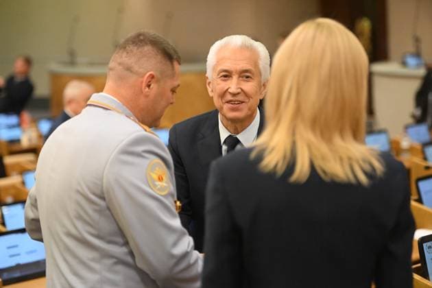 Moscow. The first session of the State Duma of the Russian Federation of the ninth convocation. Deputy Chairman of the State Duma Vladimir Vasiliev after the session. KomsomolskayaxPravda