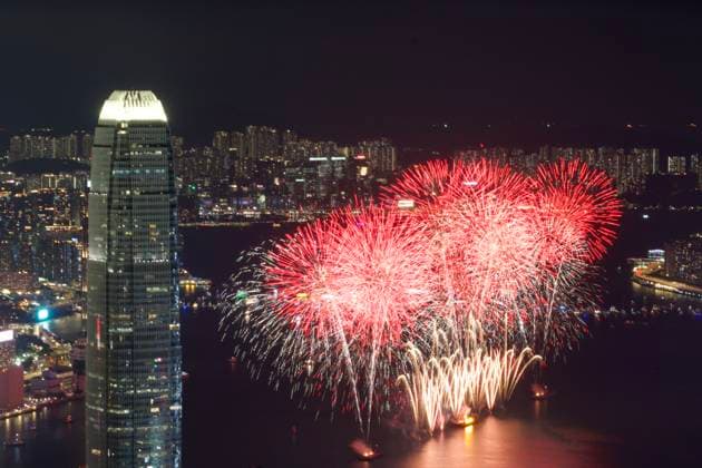 RECORD DATE NOT STATED China s National Day Fireworks In Hong Kong Fireworks exploding over Victoria Harbor on October 1, 2026 in Hong Kong. Today is the China s National Day. (Photo by Kobe Li Nexpher Images) Hong Kong
