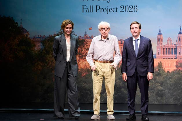 October 1, 2026, Madrid, Madrid, Spain: Woody Allen, Isabel Diaz Ayuso, President of Madrid, Jose Luis Martinez Almeida, Major of Madrid attends Presentation the Filming of Woody AllenÃ¢â‚¬â ¢s new film in Madrid presentation at Teatros del Canal on October 1, 2026 in Madrid, Spain Madrid Spain - ZUMAg15_ 20261001_zaf_g15_049 Copyright: xJackxAbuinx