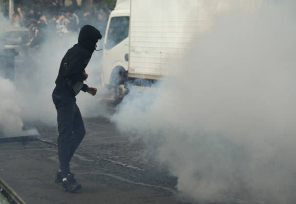 Student protest in Paris PARIS, FRANCE - SOCTOBER 1: A Protester kicks tear gas canister amid clashes with French riot police during a protest by high school and university students near Lycee Paul Eluard high school in Saint-Denis, near Paris, France, on October 1, 2026. Mohamad Salaheldin Abdelghani Alsayed Anadolu Paris France. Editorial use only. Please get in touch for any other usage.  Copyright: x2026xAnadoluxMohamadxSalaheldinxAbdelghanixAlsayedx