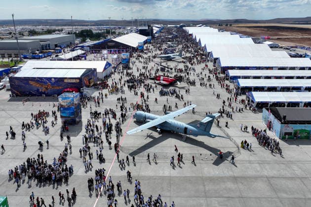 TEKNOFEST Southeast in Turkiye s Sanliurfa SANLIURFA, TURKIYE - OCTOBER 1: People walk through stalls during the second day of the TEKNOFEST aviation, space, and technology festival at Sanliurfa GAP Airport in Sanliurfa, Turkiye, on October 1, 2026. Ozkan Bilgin Anadolu Sanliurfa Turkey. Editorial use only. Please get in touch for any other usage.  Copyright: x2026xAnadoluxOzkanxBilginx