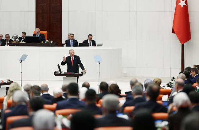 Turkish President Recep Tayyip Erdogan ANKARA, TURKIYE - OCTOBER 1: (----EDITORIAL USE ONLY - MANDATORY CREDIT - TURKISH PRESIDENCY MURAT CETINMUHURDAR HANDOUT - NO MARKETING NO ADVERTISING CAMPAIGNS - DISTRIBUTED AS A SERVICE TO CLIENTS----) Turkish President Recep Tayyip Erdogan delivers a speech during the Opening Event of the 5th Legislative Year of the 28th Term of the Grand National Assembly of Turkiye (GNAT), in Ankara, Turkiye on October 1, 2026. TUR Presidency Murat Cetinmuhurdar Anadolu Ankara Turkey. Editorial use only. Please get in touch for any other usage.  Copyright: x2026xAnadoluxTURxPresidency xMuratxCetinmuhurdarx