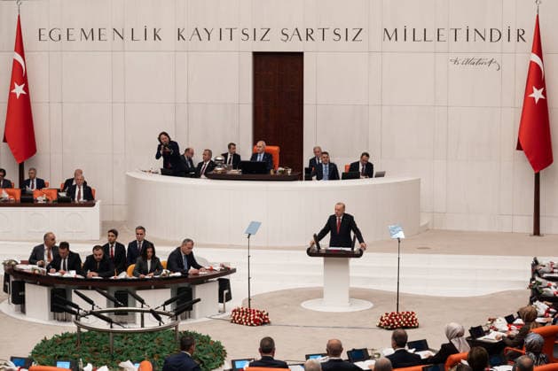 Opening Event of the 5th Legislative Year of the 28th Term of the Grand National Assembly of Turkiye ANKARA, TURKIYE - OCTOBER 1:Turkish President and Leader of the Justice and Development (AK) Party Recep Tayyip Erdogan delivers a speech during the opening session of the 5th Legislative Year of the 28th Term, convened under the leadership of Speaker Numan Kurtulmus at the Grand National Assembly of Turkiye (GNAT) in Ankara, Turkiye on October 1, 2026. Ahmet Serdar Eser Anadolu Ankara Turkey. Editorial use only. Please get in touch for any other usage.  Copyright: x2026xAnadoluxAhmetxSerdarxEserx