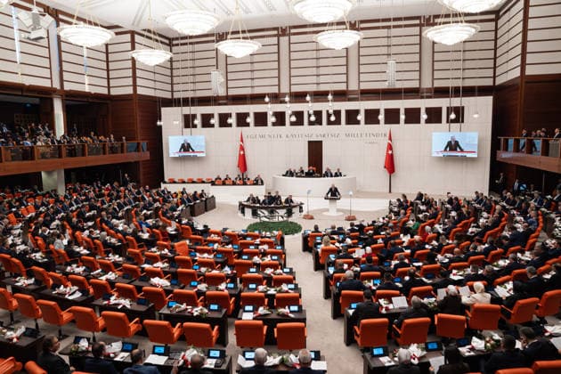 Opening Event of the 5th Legislative Year of the 28th Term of the Grand National Assembly of Turkiye ANKARA, TURKIYE - OCTOBER 1:Turkish President and Leader of the Justice and Development (AK) Party Recep Tayyip Erdogan delivers a speech during the opening session of the 5th Legislative Year of the 28th Term, convened under the leadership of Speaker Numan Kurtulmus at the Grand National Assembly of Turkiye (GNAT) in Ankara, Turkiye on October 1, 2026. Ahmet Serdar Eser Anadolu Ankara Turkey. Editorial use only. Please get in touch for any other usage.  Copyright: x2026xAnadoluxAhmetxSerdarxEserx