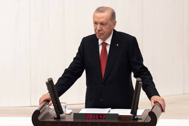 Opening Event of the 5th Legislative Year of the 28th Term of the Grand National Assembly of Turkiye ANKARA, TURKIYE - OCTOBER 1:Turkish President and Leader of the Justice and Development (AK) Party Recep Tayyip Erdogan delivers a speech during the opening session of the 5th Legislative Year of the 28th Term, convened under the leadership of Speaker Numan Kurtulmus at the Grand National Assembly of Turkiye (GNAT) in Ankara, Turkiye on October 1, 2026. Ahmet Serdar Eser Anadolu Ankara Turkey. Editorial use only. Please get in touch for any other usage.  Copyright: x2026xAnadoluxAhmetxSerdarxEserx