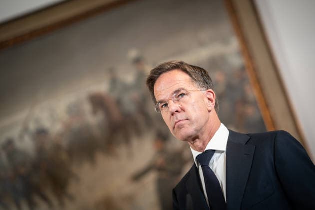 Mark Rutte, NATO Secretary General, during the closing remarks at a meeting between the German Chancellor, the Prime Minister of the Netherlands, and the NATO Secretary General at the 1st German-Dutch Corps in Münster, Münster, North Rhine-Westphalia, Germany; German-Dutch Corps