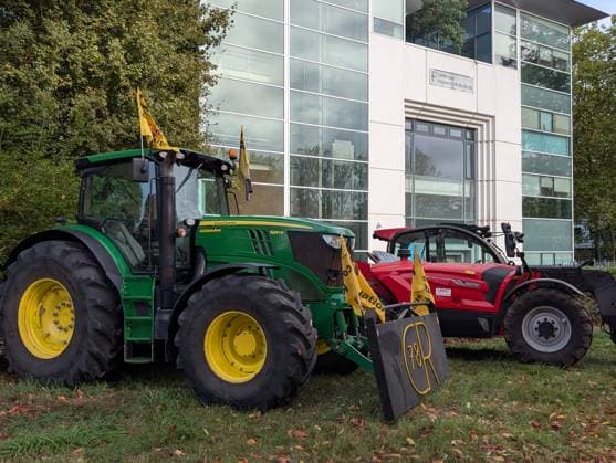 French farmers protest rising fuel prices GUYANCOURT, FRANCE - OCTOBER 1: A view of tractors as farmers dump several metric tons of agricultural waste in front of the tax office and douse its facade with liquid to protest soaring fuel prices in Guyancourt, France, on October 1, 2026. The action is led by the Coordination Rurale union, which is demanding measures to lower the price of agricultural fuel and has announced plans to escalate its protests. Luc Auffret Anadolu Guyancourt France. Editorial use only. Please get in touch for any other usage.  Copyright: x2026xAnadoluxLucxAuffretx