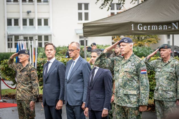 Lieutenant General Peter Mirow, Mark Rutte, NATO Secretary General, Friedrich Merz, Federal Chancellor, Rob Jetten, Prime Minister of the Netherlands, Wilfred Rietdijk, Major