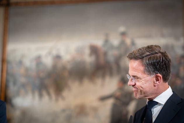 Mark Rutte, NATO Secretary General, during the closing remarks at the meeting between the German Chancellor, the Prime Minister of the Netherlands, and the NATO Secretary General at the 1st German-Dutch Corps in Münster, Münster, North Rhine-Westphalia, Germany; German-Dutch Corps