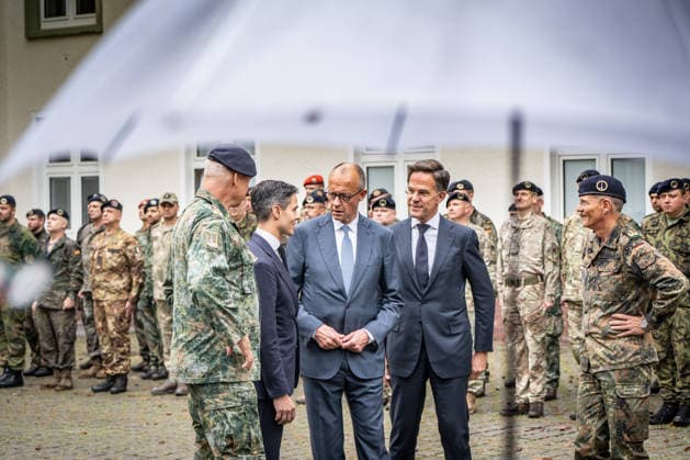 Lieutenant General Peter Mirow, Mark Rutte, NATO Secretary General, Friedrich Merz, Federal Chancellor, Rob Jetten, Prime Minister of the Netherlands, Wilfred Rietdijk, Major General and
