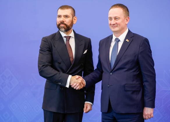 BELARUS, MINSK - OCTOBER 1, 2026: Belarus Prime Minister Alexander Turchin (R) and Laureano Facundo Ortega Murillo, Special Presidential Envoy of Nicaragua for Cooperation with Russia, are pictured during the INNOPROM Belarus 2026 International Industrial Exhibition at BELEXPO Minsk Belarus - ZUMAt113 20261001_zaa_t113_284 Copyright: xDmitryxAstakhovx