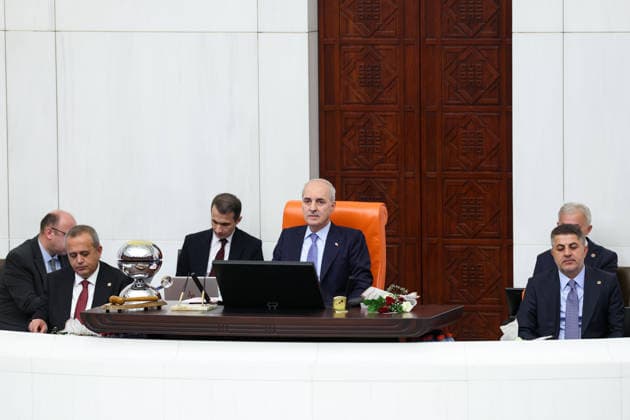 Opening Event of the 5th Legislative Year of the 28th Term of the Grand National Assembly of Turkiye ANKARA, TURKIYE - OCTOBER 1: (----EDITORIAL USE ONLY - MANDATORY CREDIT - TURKISH GRAND NATIONAL ASSEMBLY HANDOUT - NO MARKETING NO ADVERTISING CAMPAIGNS - DISTRIBUTED AS A SERVICE TO CLIENTS----) Turkish Parliament Speaker Numan Kurtulmus delivers a speech as the General Assembly of the Turkish Grand National Assembly (TGNA) convenes for the opening of the 5th Legislative Year of the 28th Term in Ankara, Turkiye, on October 1, 2026. Turkish Grand National Assembly Handout Anadolu Ankara Turkey. Editorial use only. Please get in touch for any other usage. Copyright: x2026xAnadoluxTurkishxGrandxNationalxAssemblyx xHandoutx