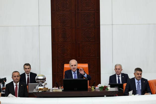 Opening Event of the 5th Legislative Year of the 28th Term of the Grand National Assembly of Turkiye ANKARA, TURKIYE - OCTOBER 1: (----EDITORIAL USE ONLY - MANDATORY CREDIT - TURKISH GRAND NATIONAL ASSEMBLY HANDOUT - NO MARKETING NO ADVERTISING CAMPAIGNS - DISTRIBUTED AS A SERVICE TO CLIENTS----) Turkish Parliament Speaker Numan Kurtulmus delivers a speech as the General Assembly of the Turkish Grand National Assembly (TGNA) convenes for the opening of the 5th Legislative Year of the 28th Term in Ankara, Turkiye, on October 1, 2026. Turkish Grand National Assembly Handout Anadolu Ankara Turkey. Editorial use only. Please get in touch for any other usage. Copyright: x2026xAnadoluxTurkishxGrandxNationalxAssemblyx xHandoutx