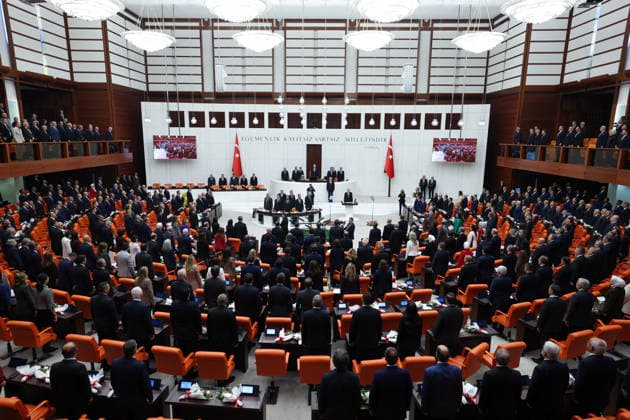 Opening Event of the 5th Legislative Year of the 28th Term of the Grand National Assembly of Turkiye ANKARA, TURKIYE - OCTOBER 1: (----EDITORIAL USE ONLY - MANDATORY CREDIT - TURKISH GRAND NATIONAL ASSEMBLY HANDOUT - NO MARKETING NO ADVERTISING CAMPAIGNS - DISTRIBUTED AS A SERVICE TO CLIENTS----) Turkish Parliament Speaker Numan Kurtulmus delivers a speech as the General Assembly of the Turkish Grand National Assembly (TGNA) convenes for the opening of the 5th Legislative Year of the 28th Term in Ankara, Turkiye, on October 1, 2026. Turkish Grand National Assembly Handout Anadolu Ankara Turkey. Editorial use only. Please get in touch for any other usage. Copyright: x2026xAnadoluxTurkishxGrandxNationalxAssemblyx xHandoutx