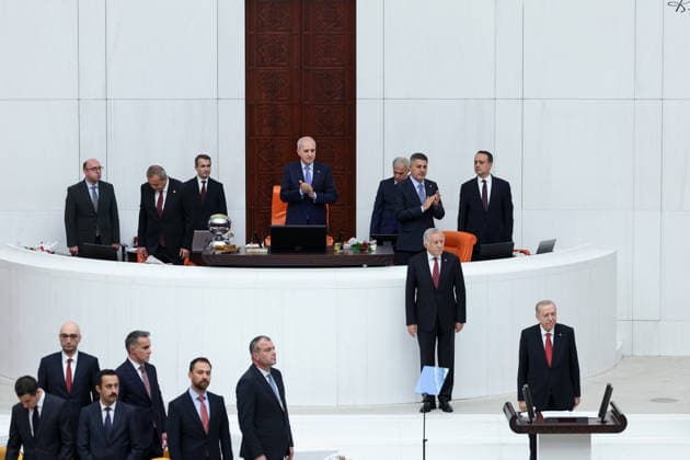 Opening Event of the 5th Legislative Year of the 28th Term of the Grand National Assembly of Turkiye ANKARA, TURKIYE - OCTOBER 1: (----EDITORIAL USE ONLY - MANDATORY CREDIT - TURKISH GRAND NATIONAL ASSEMBLY HANDOUT - NO MARKETING NO ADVERTISING CAMPAIGNS - DISTRIBUTED AS A SERVICE TO CLIENTS----) Turkish Parliament Speaker Numan Kurtulmus delivers a speech as the General Assembly of the Turkish Grand National Assembly (TGNA) convenes for the opening of the 5th Legislative Year of the 28th Term in Ankara, Turkiye, on October 1, 2026. Turkish Grand National Assembly Handout Anadolu Ankara Turkey. Editorial use only. Please get in touch for any other usage. Copyright: x2026xAnadoluxTurkishxGrandxNationalxAssemblyx xHandoutx