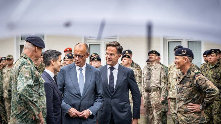 Lieutenant General Peter Mirow, Mark Rutte, NATO Secretary General, Friedrich Merz, Federal Chancellor, Rob Jetten, Prime Minister of the Netherlands, Wilfred Rietdijk, Major General and