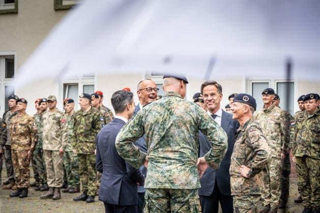 Lieutenant General Peter Mirow, Mark Rutte, NATO Secretary General, Friedrich Merz, Federal Chancellor, Rob Jetten, Prime Minister of the Netherlands, Wilfred Rietdijk, Major General and