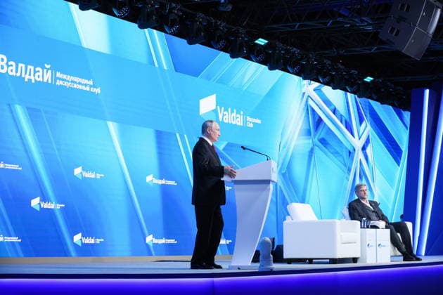 RUSSIA, MOSCOW REGION - OCTOBER 1, 2026: Russia s President Vladimir Putin speaks during a plenary session titled Responsibility for the Future: Limits of the Possible or Possibilities Without Limit? at the 23th annual meeting of the Valdai Discussion Club in Istra Russia - ZUMAt113 20261001_zaa_t113_320 Copyright: xAlexanderxShcherbakx