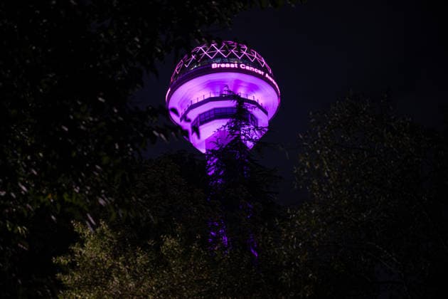 Ankara s Atakule Tower illuminated in purple for Breast Cancer Awareness Month ANKARA, TURKIYE - OCTOBER 1: Ankara s landmark Atakule Tower is illuminated in purple lights to raise awareness for Breast Cancer Awareness Month, organized annually from October 1 to 31 led by the Turkish General Directorate of Public Health, in Ankara, Turkiye on October 1, 2026. Akin Celiktas Anadolu Ankara Turkey. Editorial use only. Please get in touch for any other usage. Copyright: x2026xAnadoluxAkinxCeliktasx