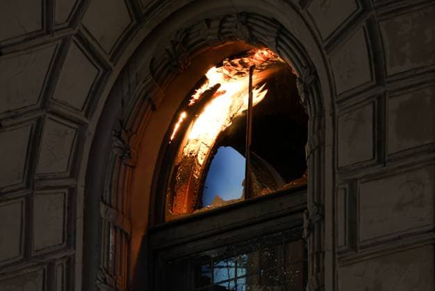 Russia St Petersburg Historic Building Fire 9255762 01.10.2026 A fire breaks out in an 18th-century building known as the Miller Mansion in central St. Petersburg, Russia. Artem Pryakhin Sputnik St. Petersburg Russia  Copyright: xArtemxPryakhinx