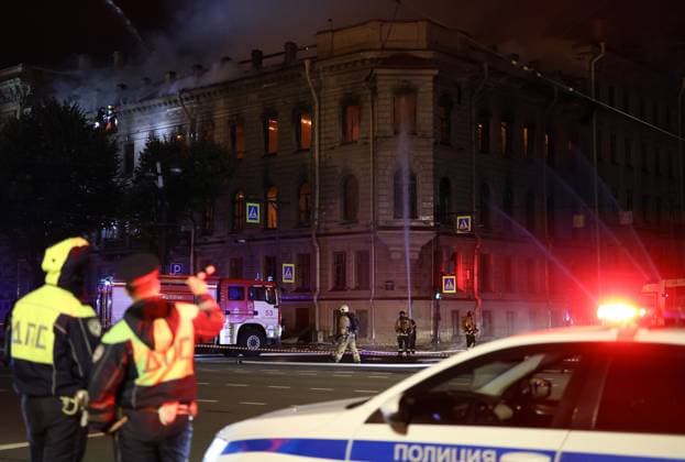 Russia St Petersburg Historic Building Fire 9255776 01.10.2026 A fire breaks out in an 18th-century building known as the Miller Mansion in central St. Petersburg, Russia. Artem Pryakhin Sputnik St. Petersburg Russia  Copyright: xArtemxPryakhinx