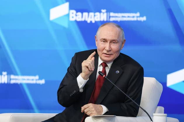 RUSSIA, MOSCOW REGION - OCTOBER 1, 2026: Russia s President Vladimir Putin speaks during a plenary session titled Responsibility for the Future: Limits of the Possible or Possibilities Without Limit? at the 23th annual meeting of the Valdai Discussion Club in Istra Russia - ZUMAt113 20261001_zaa_t113_393 Copyright: xAlexanderxKazakovx