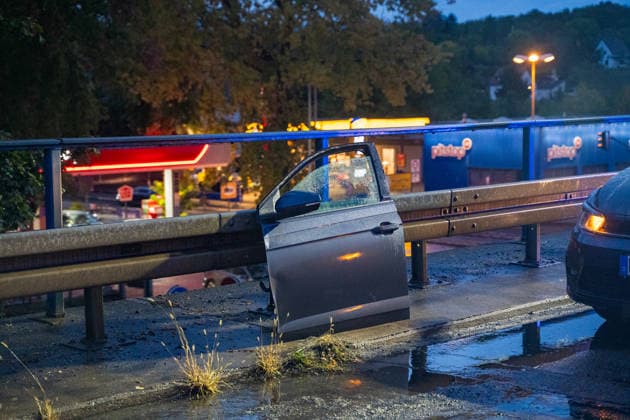 Traffic Accident on a Flooded Roadway; One Person Rescued from Ve
