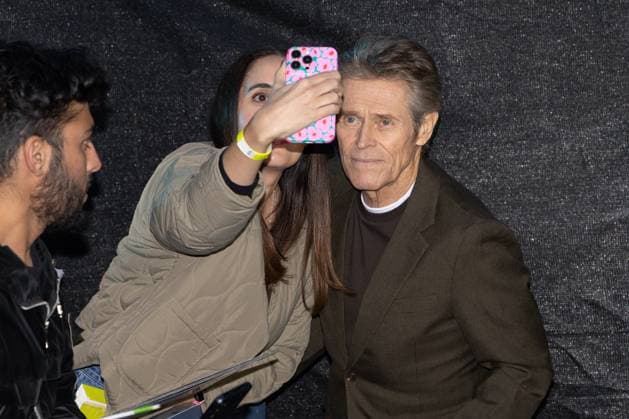 October 1, 2026, London, United Kingdom: Willem Dafoe takes a selfie with a fan at the Gala Screening of TENZING at Curzon Mayfair, London.Cast and Guests attend the red carpet for the London Gala Screening of TENZING at Curzon Mayfair London United Kingdom - ZUMAs197 20261001_aaa_s197_336 Copyright: xPhilxLewisx