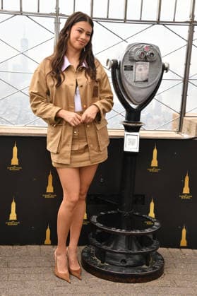 NEW YORK, NY- OCTOBER 1: Amber Midthunder pictured during a visit to he Empire State Building Ahead of the Release of Mike Flannigan s Carrie on October 1, 2026 in New York City. Copyright: xmpi099 MediaPunchx