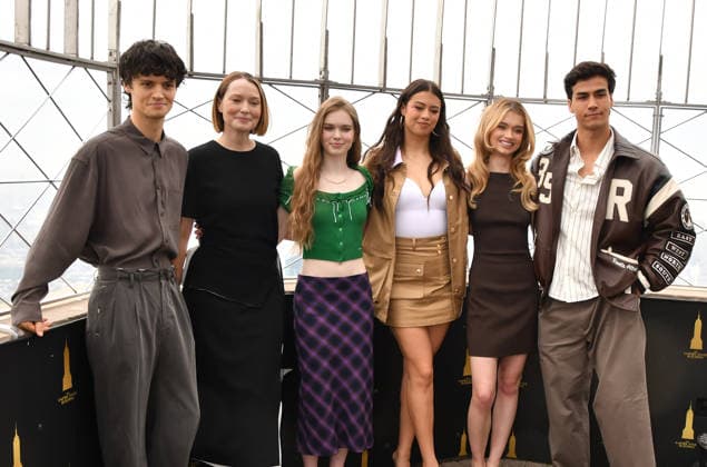 NEW YORK, NY- OCTOBER 1: Arthur Conti, Samantha Sloyan, Summer H. Howell, Amber Midthunder, Alison Thornton and Joel Oulette pictured during a visit to he Empire State Building Ahead of the Release of Mike Flannigan s Carrie on October 1, 2026 in New York City. Copyright: xmpi099 MediaPunchx