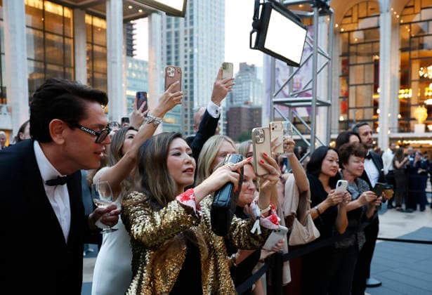 Guests take photos as talent arrives on the red carpet at the New York City Ballet 2026 Fall Fashion Gala at David H. Koch Theater, Lincoln Center on Thursday, October 1, 2026 in New York City.  NYP20261001114 JOHNxANGELILLO