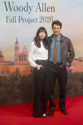 Woody Allen and Peter Vives at the official reception marking the start of filming for the Woody Allen Fall Project 2026 at the Teatros del Canal in Madrid, October 1, 2026 Foto:xDyDxFotografosx xFuturexImagex woody_6016
