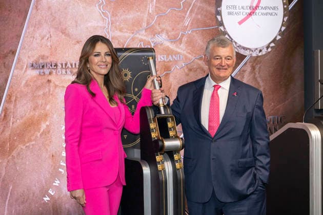 October 1, 2026, New York, New York, USA: ELIZABETH HURLEY and WILLIAM P. LAUDER visit the Empire State Building in New York to honor Breast Cancer Awareness Month and the Breast Cancer Campaign with The Estee Lauder Company. 1 October 2026 New York USA - ZUMAa265 20261001_zep_a265_017 Copyright: xEricxAcquayex