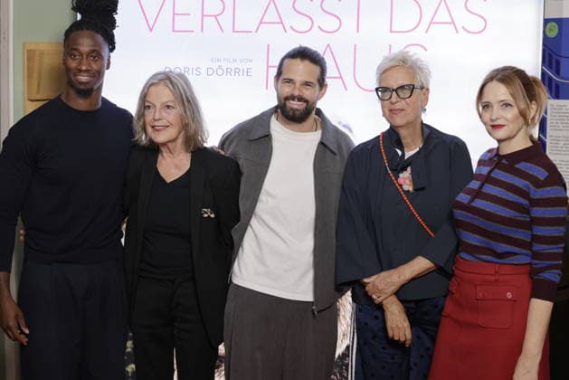 Eugene Boateng, Angela Winkler, Josef Ellers, director and screenwriter Doris Dörrie, Laura Tonke, Germany, Berlin, Special Screening in Berlin of *Mrs. Winkler Leaves the House*