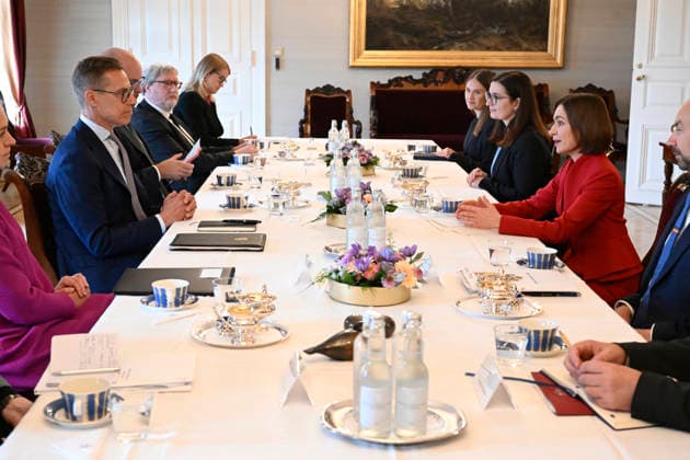 LKS 20261002 Finnish President Alexander Stubb and Moldovan President Maia Sandu attend the delegations discussions at the Presidential Palace in Helsinki, Finland, on October 2, 2026. President Sandu pays a working visit to Finland. - MIKKO STIG Helsinki Finland  Copyright: xMikkoxStigx rpTZu8IlPDU