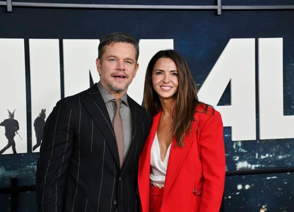 Matt Damon and his wife Luciana Damon attend the premiere of Netflix s political and psychological thriller Animals at the Westwood Village Theater in Los Angeles on Thursday, October 1, 2026. Storyline: Desperate to pay their son s ransom, a mayoral candidate and his wife resort to extreme measures, revealing dark secrets they never intended to bring to light.  LAP2026100133 JIMxRUYMEN