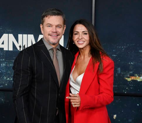 Matt Damon and his wife Luciana Damon attend the premiere of Netflix s political and psychological thriller Animals at the Westwood Village Theater in Los Angeles on Thursday, October 1, 2026. Storyline: Desperate to pay their son s ransom, a mayoral candidate and his wife resort to extreme measures, revealing dark secrets they never intended to bring to light.  LAP2026100136 JIMxRUYMEN