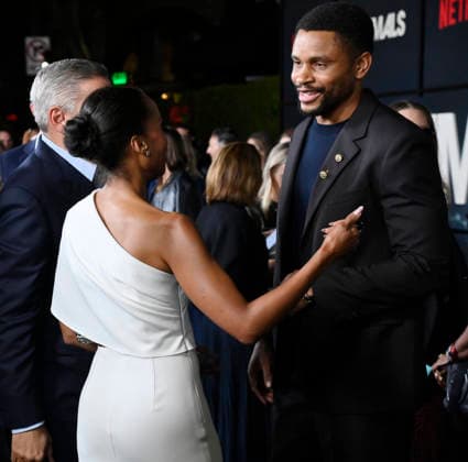 Kerry Washington and Nnamdi Asomugha attend the premiere of Netflix s political and psychological thriller Animals at the Westwood Village Theater in Los Angeles on Thursday, October 1, 2026. Storyline: Desperate to pay their son s ransom, a mayoral candidate and his wife resort to extreme measures, revealing dark secrets they never intended to bring to light.  LAP2026100160 JIMxRUYMEN