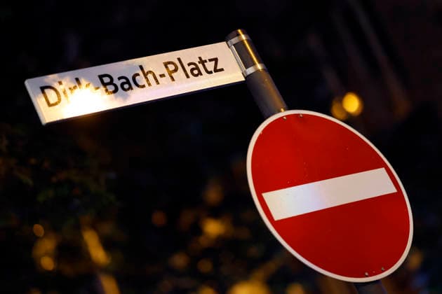 The street sign for Dirk Bach Platz at the community dedication ceremony for Dirk Bach Platz next to the opera house in Cologne, Cologne, October 1, 2026, North Rhine-Westphalia, Germany Copyright: xChristophxHardtx