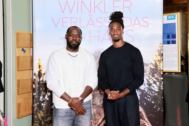 Prince Kuhlmann and Eugene Boateng at the special screening of the movie *Mrs. Winkler Leaves the House* at Cinema Paris, Berlin, October 1, 2026 Foto:xS.xGabschx xFuturexImagex winkler_6002
