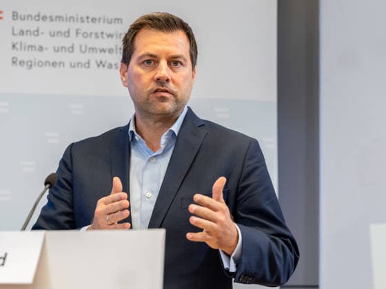 October 2, 2026 Press Conference: Michael Bernhard, NEOS Member of the National Council, at the October 2, 2026, press conference held at the Federal Ministry of Agriculture and Forestry to present the Water Withdrawal Registry, Climate and Environmental Protection, Regions, and Water Management in Vienna, Vienna, Austria