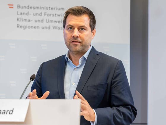 October 2, 2026 Press Conference: Michael Bernhard, NEOS Member of the National Council, at the October 2, 2026, press conference held at the Federal Ministry of Agriculture and Forestry to present the Water Withdrawal Registry, Climate and Environmental Protection, Regions, and Water Management in Vienna, Vienna, Austria