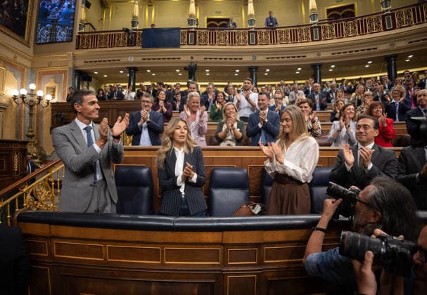 Congress Votes on Housing Decrees I D Prime Minister Pedro Sánchez, Second Vice President and Minister of Labor and Social Economy Yolanda Díaz, and the Third Vice President and Minister for Ecological Transition and the Demographic Challenge, Sara Aagesen, during a plenary session in the Congress of Deputies on October 2, 2026, in Madrid, Spain. Congress is voting today on whether to ratify or repeal the two Royal Decrees on housing issued by the government this week in the Official State Gazette (BOE). Specifically, these are Royal Decree-Law 26 of 2026, dated September 29, which adopts urgent measures to protect the social function of housing and expand the supply of affordable housing, and Royal Decree-Law 27 2026, dated September 29, Copyright: xEduardoxParrax 7814587