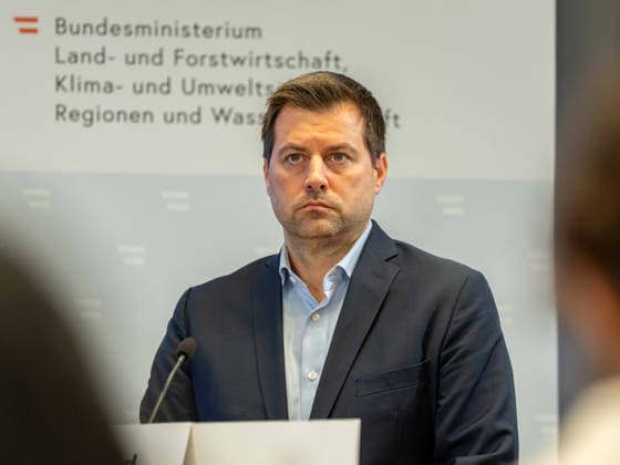 October 2, 2026 Press Conference: Michael Bernhard, NEOS Member of the National Council, at the October 2, 2026 press conference held at the Federal Ministry of Agriculture and Forestry to present the Water Withdrawal Registry, Climate and Environmental Protection, Regions, and Water Management in Vienna, Vienna, Austria