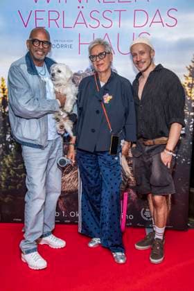 ABB FRAUWINKLER Pierre Sanoussi Bliss Hund Doris Doerrie Dennis Ortmann on the red carpet at the special screening of the feature film *Frau Winkler Verlässt das Haus* at the Cinema Parisl in Berlin, October 1, 2026, Berlin, Germany